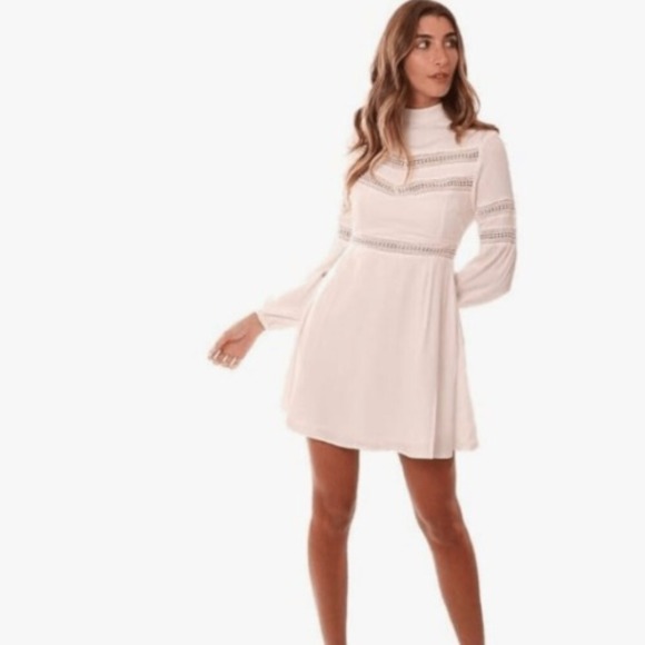 Jack by BB Dakota White Mock Neck Lace Mini Dress A-Line Party Cocktail - 6‎ - Picture 1 of 7